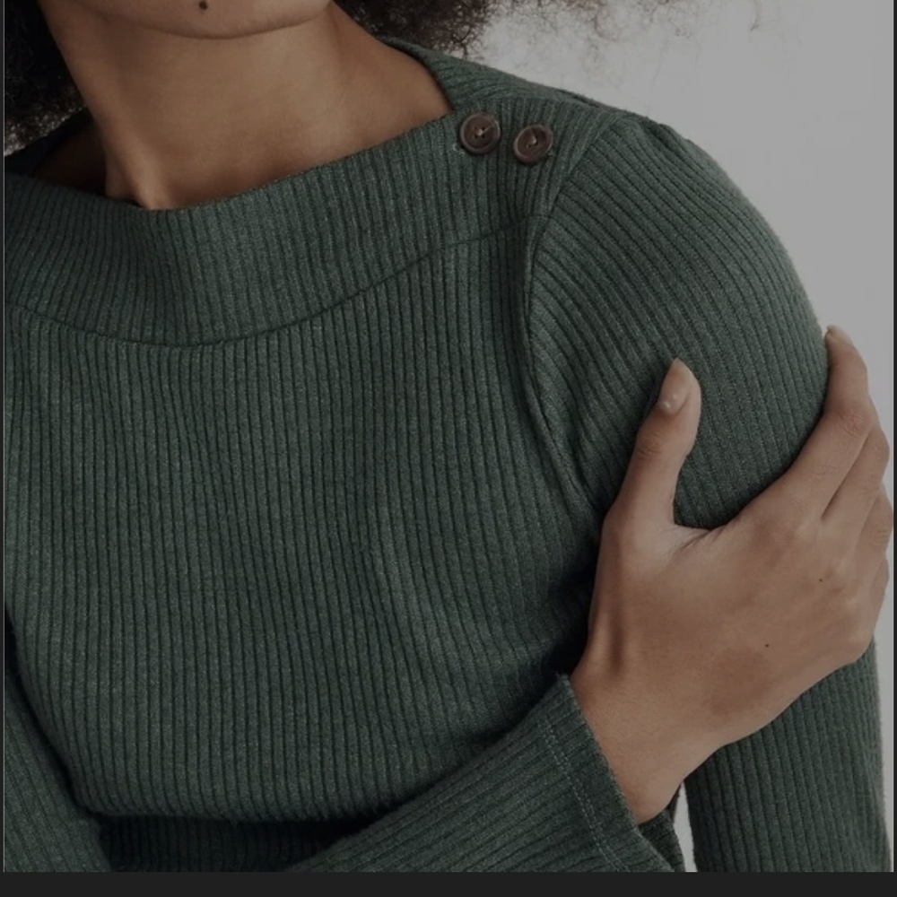 Madewell Women's Boatneck Button Long-Sleeve Ribbed Top